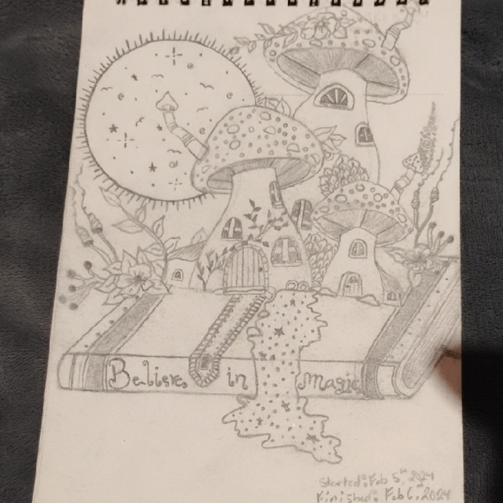 Whimsical Mushroom Art Sketch